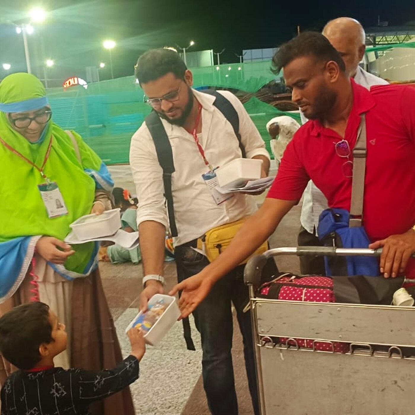 Pilgrim receiving assistance
